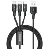Baseus Rapid 3in1 USB cable - USB Type C / Lightning / micro USB for charging and data transfer (Lightning) 1.2m black