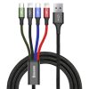 Baseus cable USB 4in1 cable, 2x Lightning / USB Type C / micro USB, nylon braided 3.5A 1.2m black